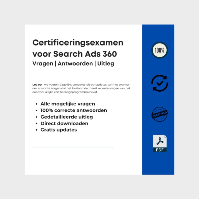 Afbeelding met omslag van e-boek getiteld Certificeringsexamen voor Search Ads 360